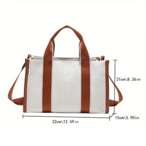 fashion trendy blank plain women literary canvas crossbody bag large capacity canvas shopping bag for work school travel