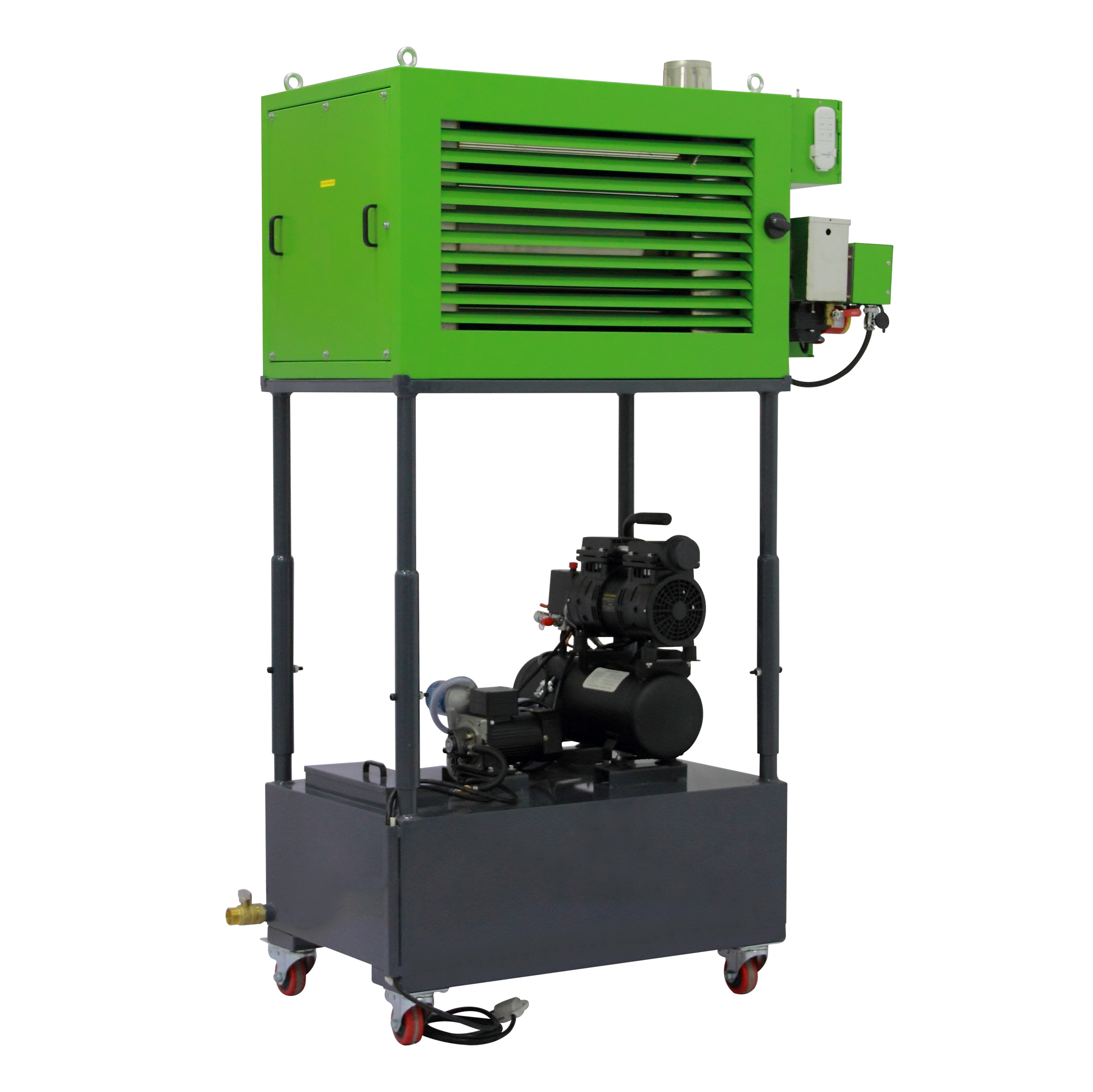 Small Portable Waste Oil Heater With Adjustable Rack, 100L Oil Tank, Air Compressor