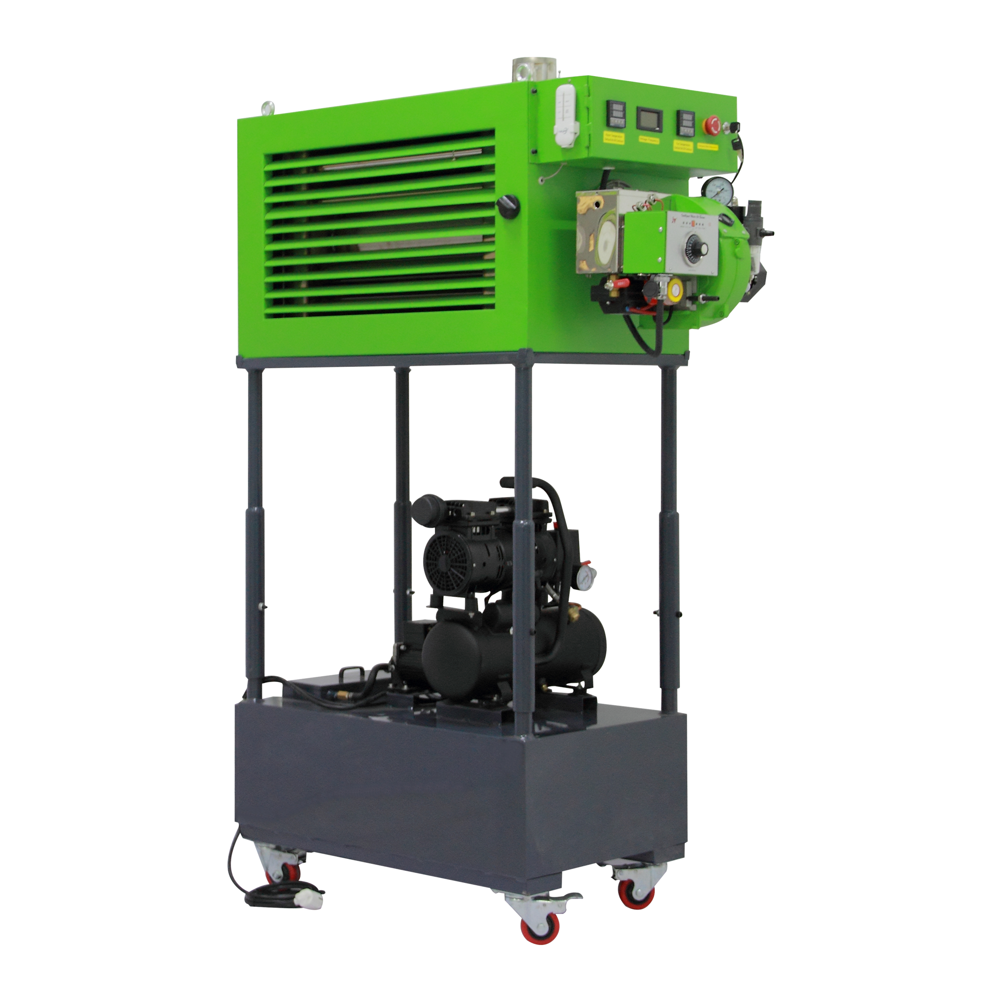 Small Portable Waste Oil Heater With Adjustable Rack, 100L Oil Tank, Air Compressor