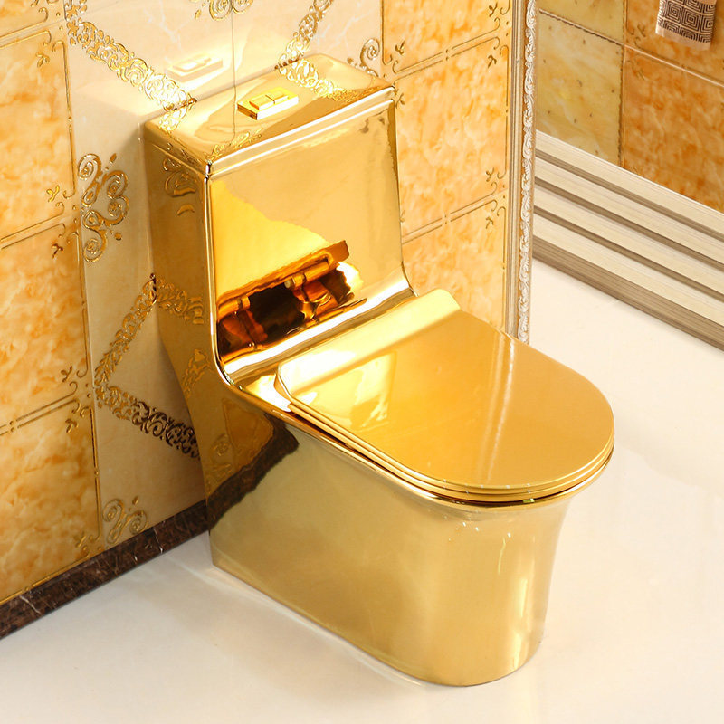 Western golden plated sanitary ware s trap bathroom wc toilet bowl one piece luxury ceramic gold toilet for sale