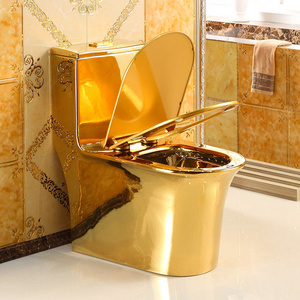 Western golden plated sanitary ware s trap bathroom wc toilet bowl one piece luxury ceramic gold toilet for sale