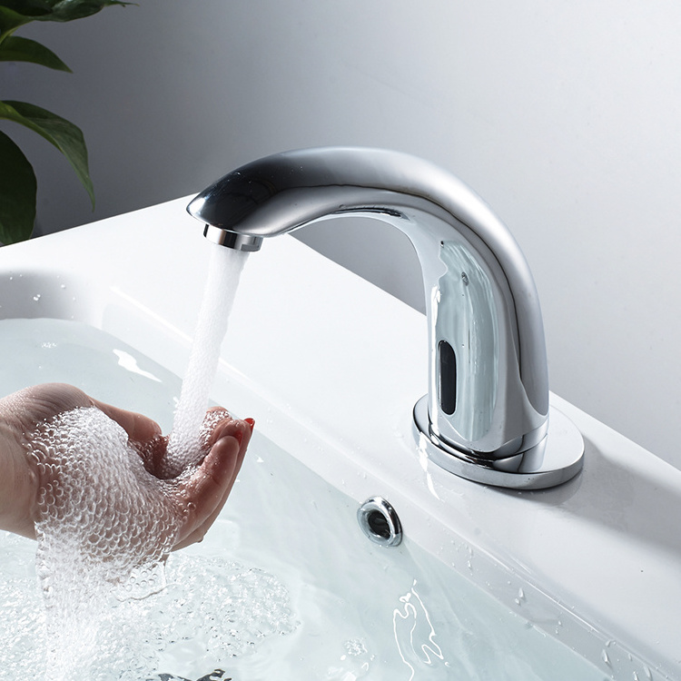 Hands-free touchless lavatory electric sensor faucet mixer automatic sanitary ware basin faucet water taps with sensor