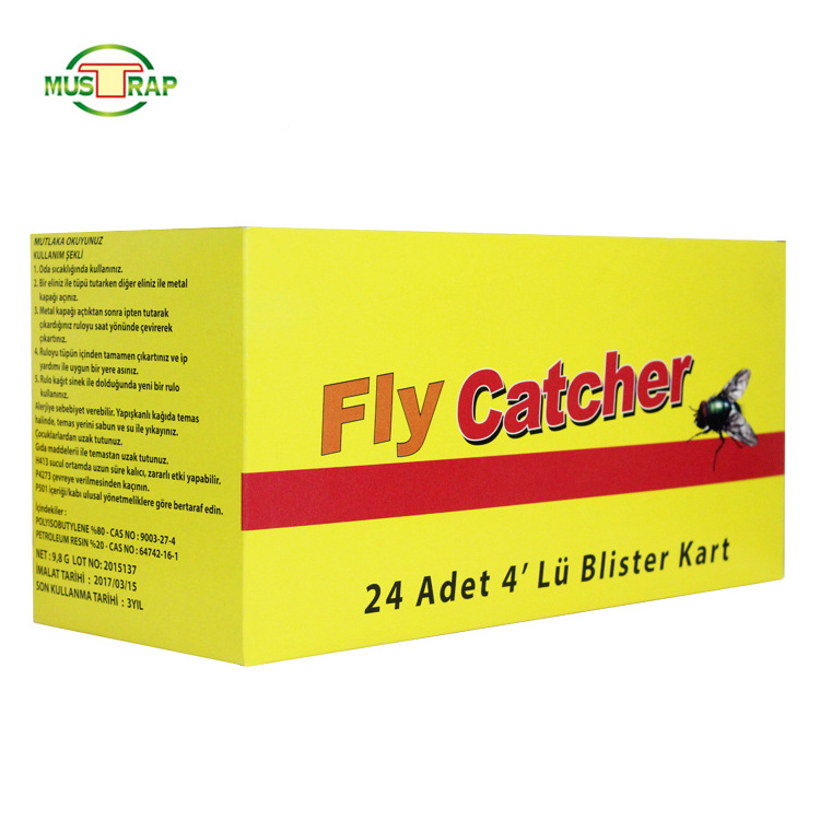 With 4 Rolls Sticky Catch Flies Paper Flying Glue Trap Ribbon Fly Catcher