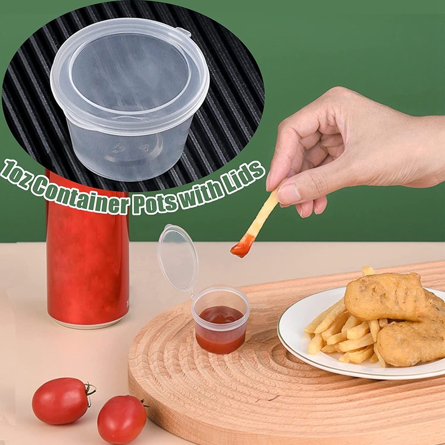 Disposable Pp  1/2/3/4/5 Oz Hinged Small Mini Condiment Sauce Cup With Lid Clear Cups Dipping Sauce Container For Sauce