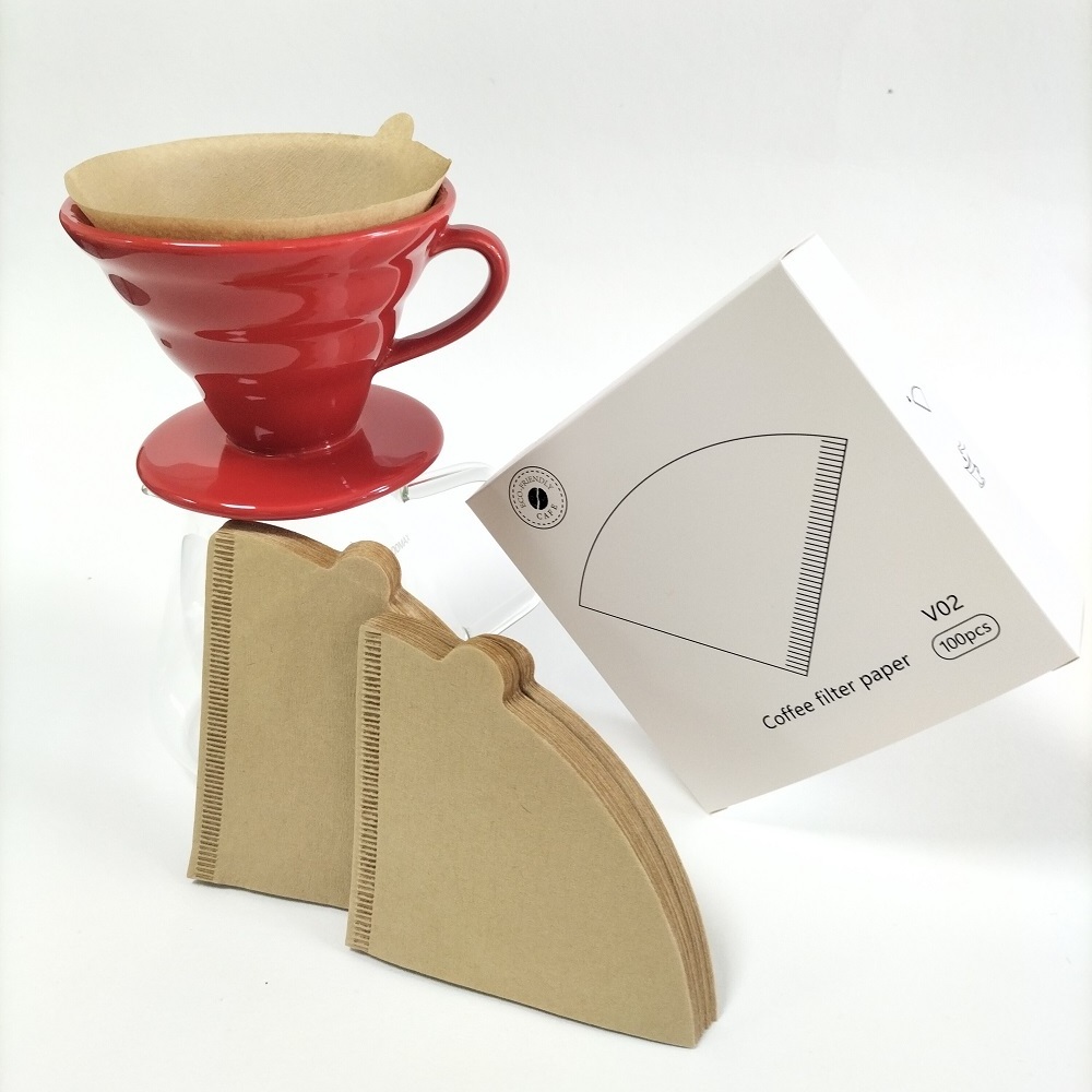 V Filter 02 Natural Unbleached Cone Coffee Filters Disposable Pour Over Coffee Filter (2-4 Cups)