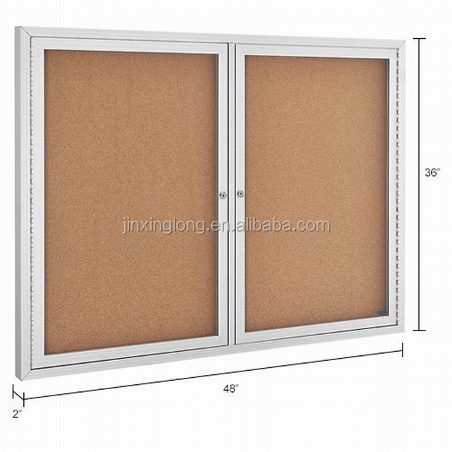 Enclosed Bulletin Board - Cork - Aluminum Frame - 48