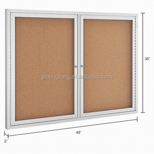 Enclosed Bulletin Board - Cork - Aluminum Frame - 48" x 36" - 2 Door