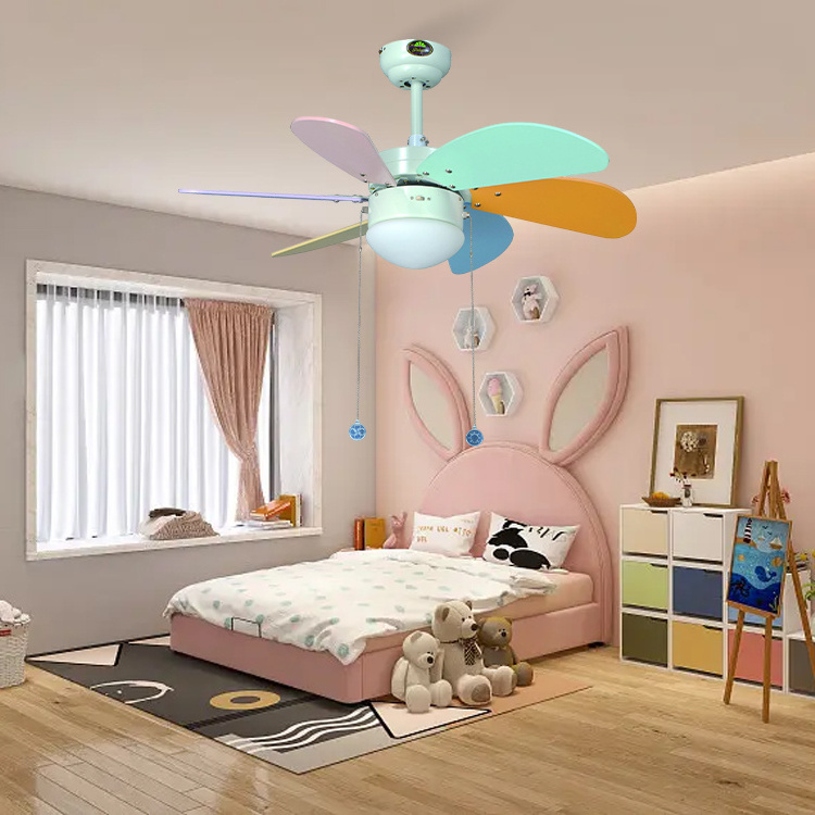 Nordic Beautiful Living Room Indoor Kids Ceiling Fan Nordic Ventilateur Plafond Flush Mount Ceiling Fan With Light