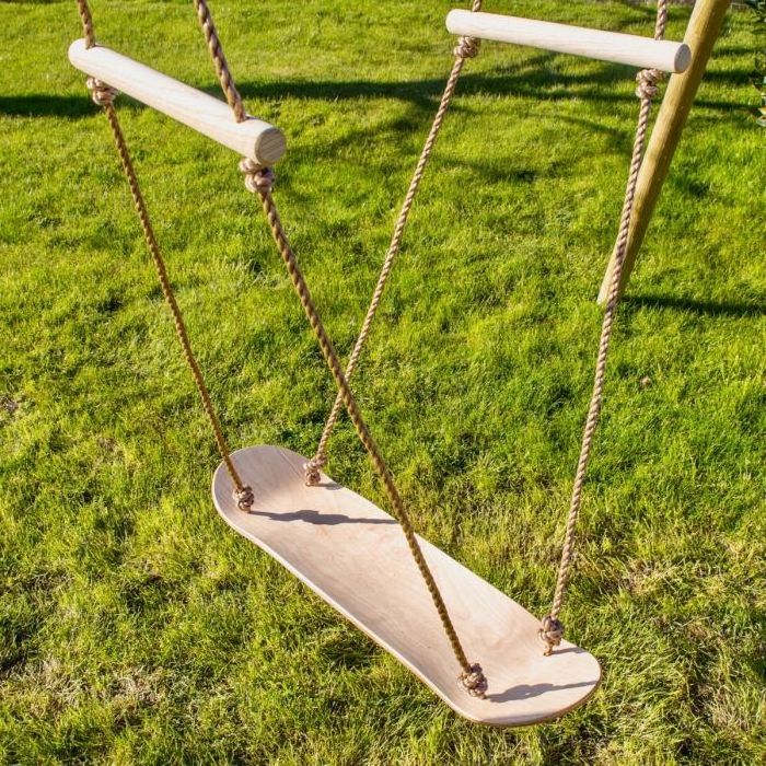 Hot sale Outdoor stand-up balance board Wooden Balance Skateboard Surfer Swing with 2 wooden handles for climbing frame