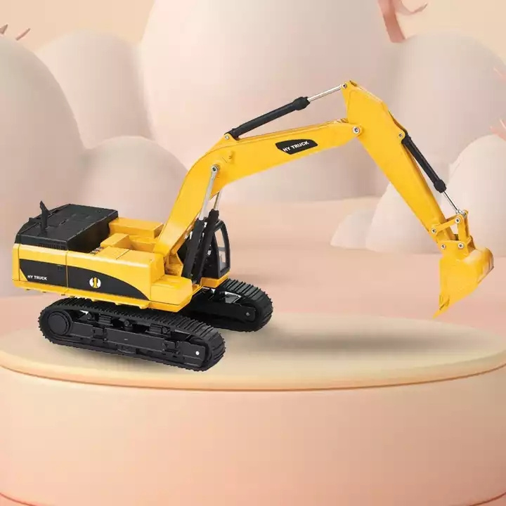 Alloy Engineering Excavator Road Crusher Diecast Truck Collectible Metal Car Toys For Kids Free Wheel Alloy Diecast Truck