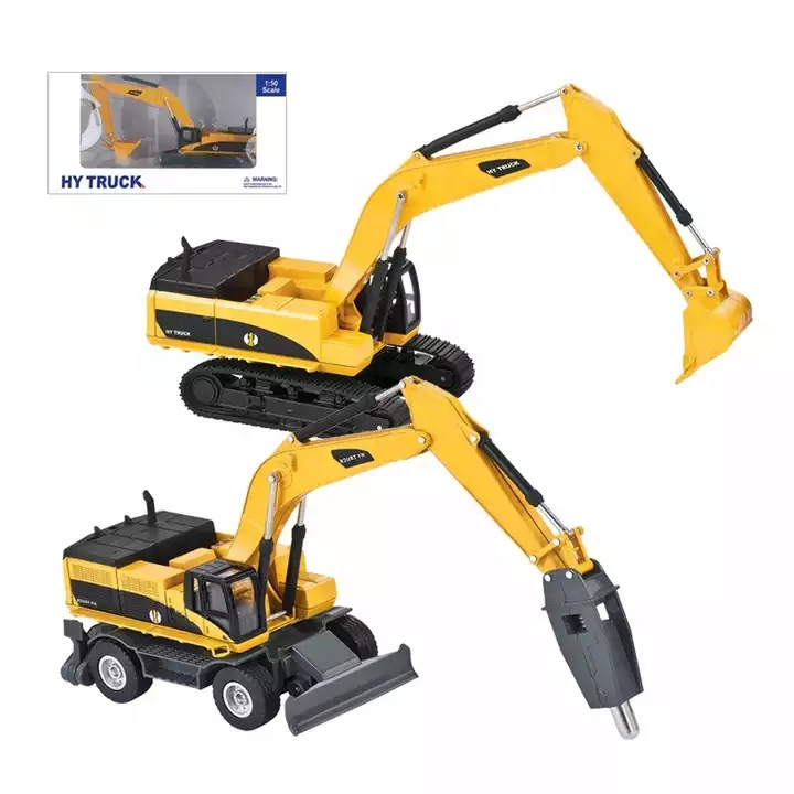 Alloy Engineering Excavator Road Crusher Diecast Truck Collectible Metal Car Toys For Kids Free Wheel Alloy Diecast Truck