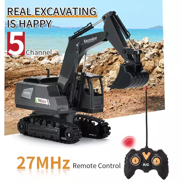 27 Mhz Electric Remote Control Engineering Car 5 Channel Rc Excavator Toy With Light Remote Control Toys Rc Cars