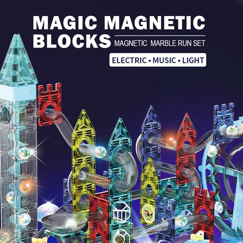 Social Media Hot Trends Stem 3D Luminous Christmas Building Block Toy Toddle Cheap Light Music Ferris Wheel  Magnetic Tiles