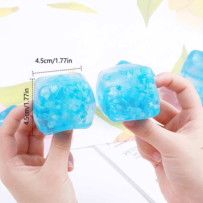 Squeeze Sensory Toys glowing Relief squishy Fidget Toys Decompressed  Funny Glitter Blue Ice Cubes Stress Balls  for Kids