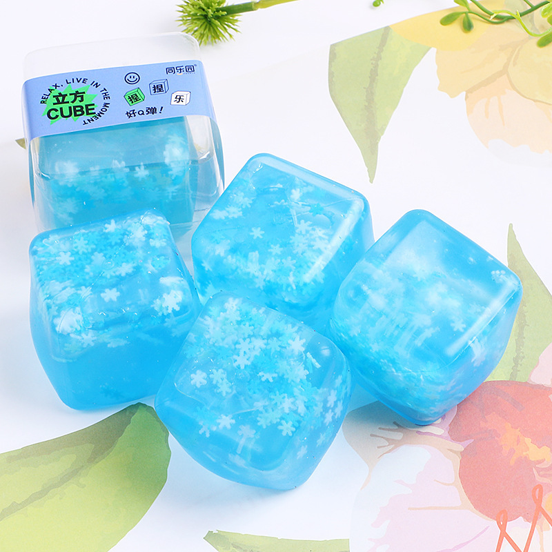 Squeeze Sensory Toys glowing Relief squishy Fidget Toys Decompressed  Funny Glitter Blue Ice Cubes Stress Balls  for Kids