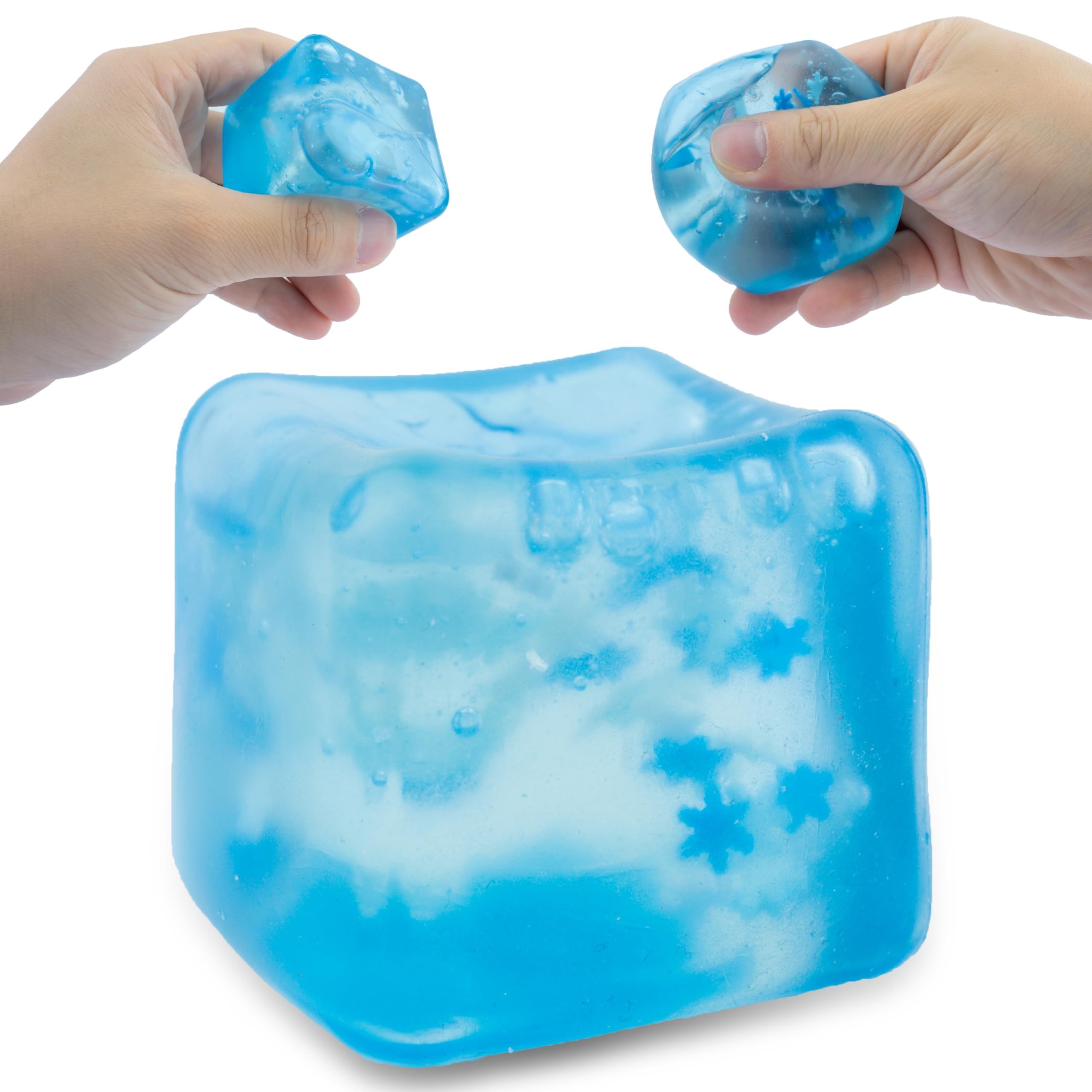 Squeeze Sensory Toys glowing Relief squishy Fidget Toys Decompressed  Funny Glitter Blue Ice Cubes Stress Balls  for Kids