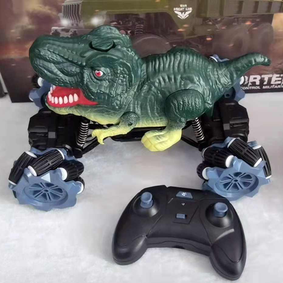 2.4G Remote Control Plastic Animal Dinosaur Toy Car Cool Sound Light Spray Drift Electric RC Monster Car Kids for Sale