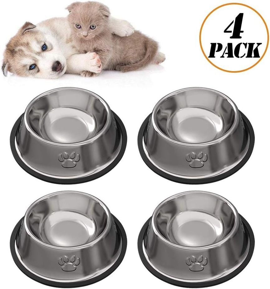 Medium Large Dogs 64oz Large Heavy Dog Bowls Stainless Steel Insulated Black Pet Bowl Premium Dog Water Bowl