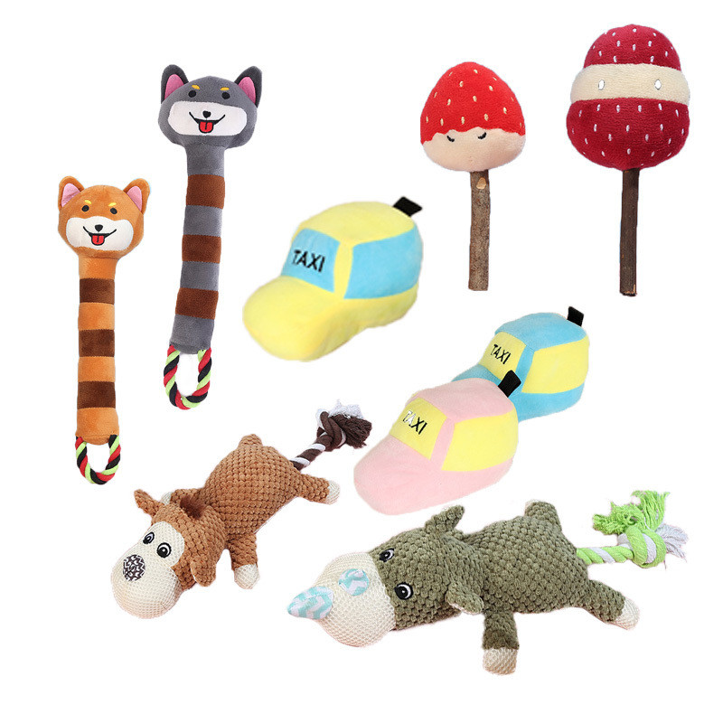 Wholesale Customized OEM Toys Plush Set Bundle Stuffed Soft Plush Dog Toy Bulk Pet Dog Squeaky Plush Toys Pack Cute Puppy Dog