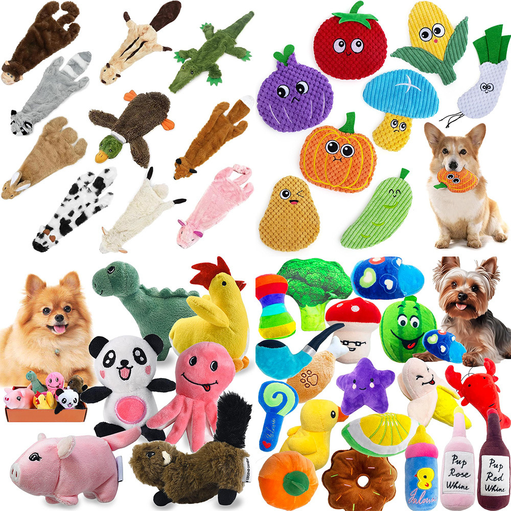 Wholesale Customized OEM Toys Plush Set Bundle Stuffed Soft Plush Dog Toy Bulk Pet Dog Squeaky Plush Toys Pack Cute Puppy Dog BestSuppliers