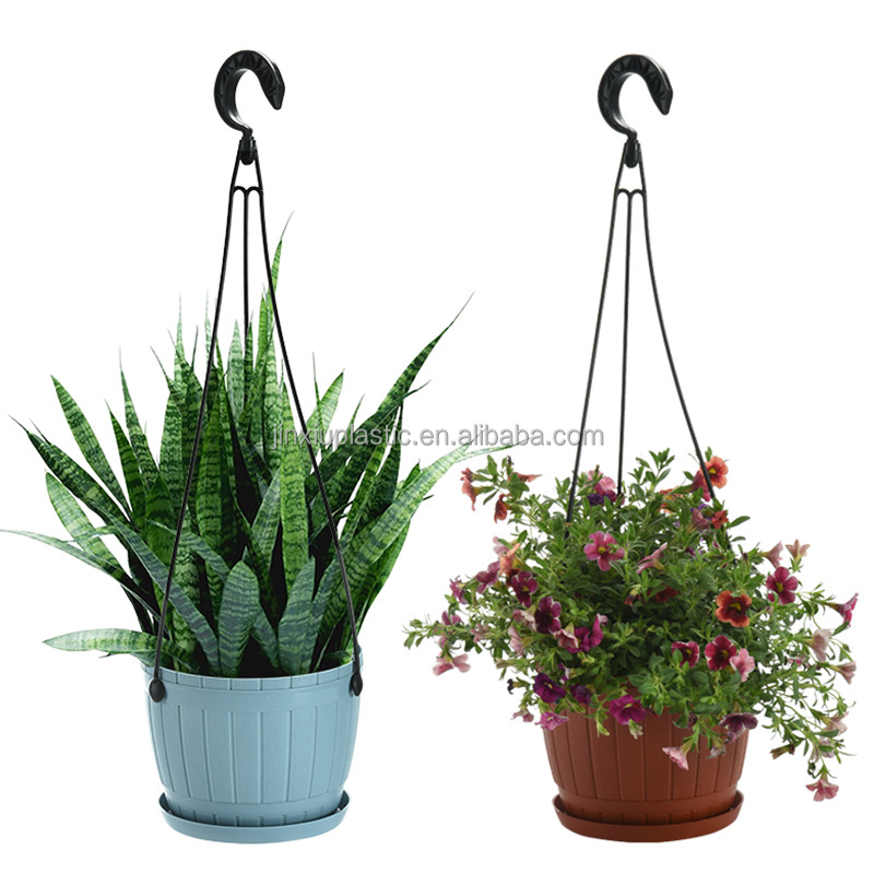 Plastic Hanging Pots Pots Hanging Planter for Plants with Attach Saucer and Plastic Hanger, Wholesale Plastic - Assorted Color