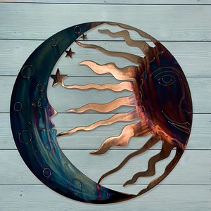 Sun And Moon Outdoor Metal Wall Art Decors 3D Outdoor Stylish Garden Sculpture For Garden Fence Porch Ornaments LANDSCAPE