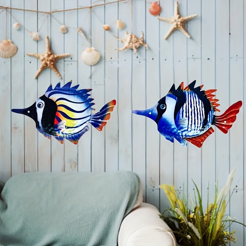 Ocean Sea Fish Decorations for Wall Hanging Wall Art Decoration Metal Fish Crafts Wall Decor Iron Art Balcony Ornaments