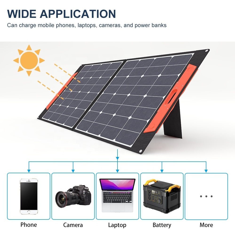 200W 18V SunPower Cells ETFE Portable Foldable Solar Panels With USB Output For Outdoor 12V Battery Charging