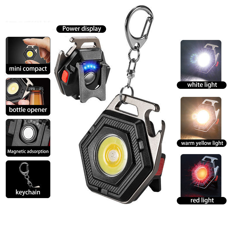 Perfect Usb Rechargeable Cob Led Mini Flashlights Super Bright Pocket Keychain Torch Flashlight With Magnetic Base Camping Lamp