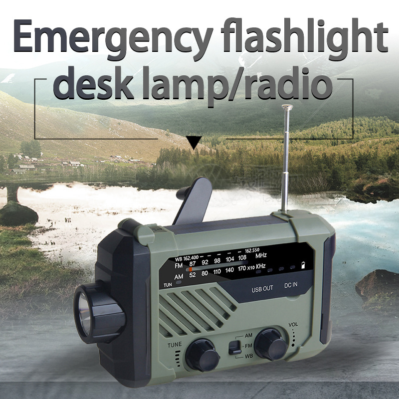 Portable Radio Hand Crank AM FM  Emergency 3-in-1 Reading Lamp Flashlight with Solar Charging Telescopic Antenna,SOS Alert