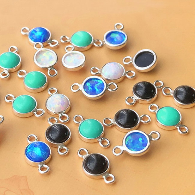 Unique 925 Sterling Silver Jewelry Connector Charm Pendant 4mm 6mm Opal Gemstone Beads For Jewelry Making