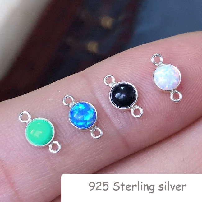 Unique 925 Sterling Silver Jewelry Connector Charm Pendant 4mm 6mm Opal Gemstone Beads For Jewelry Making