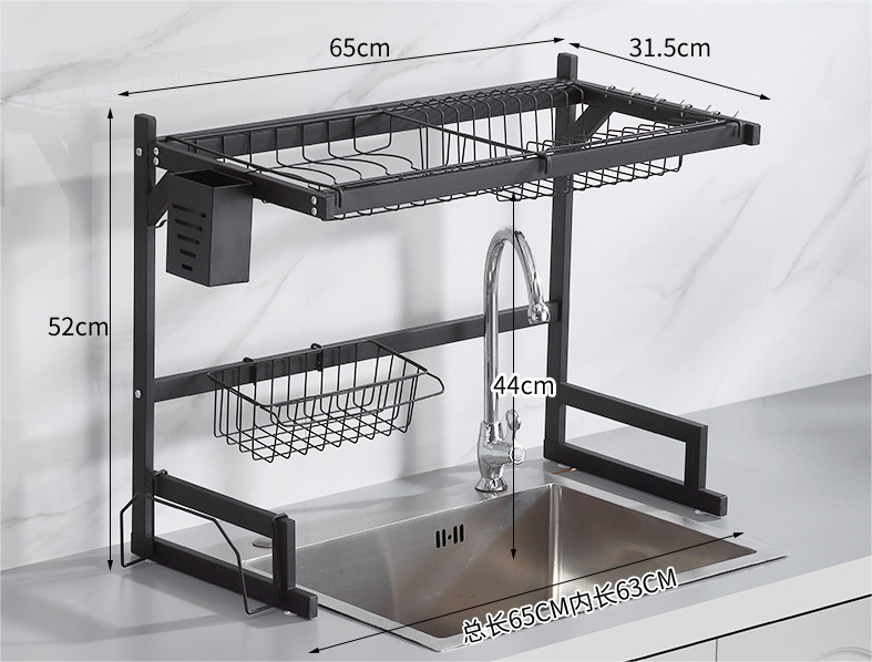 Customized New Product Ideas 2 Tier Large Kitchen Sink Shelf Rack Kitchen Organizer Over Sink Dish Drying Rack