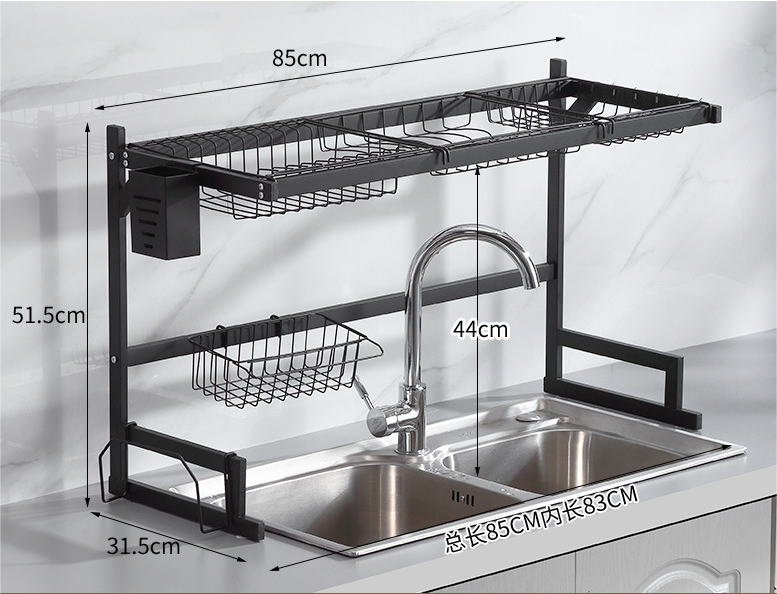 Customized New Product Ideas 2 Tier Large Kitchen Sink Shelf Rack Kitchen Organizer Over Sink Dish Drying Rack