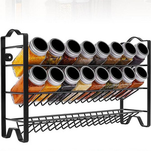 Kitchen Accessories Metal 3 Slanted Tiers Spice Display Rack Storage Organizer Shelf