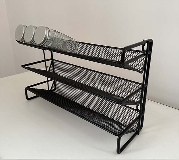 Kitchen Accessories Metal 3 Slanted Tiers Spice Display Rack Storage Organizer Shelf