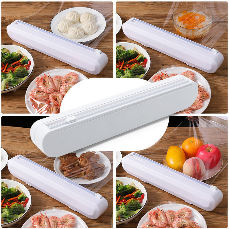 Magnetic Refrigerator And Plastic Wrap Dispenser With Cutter For Kitchen