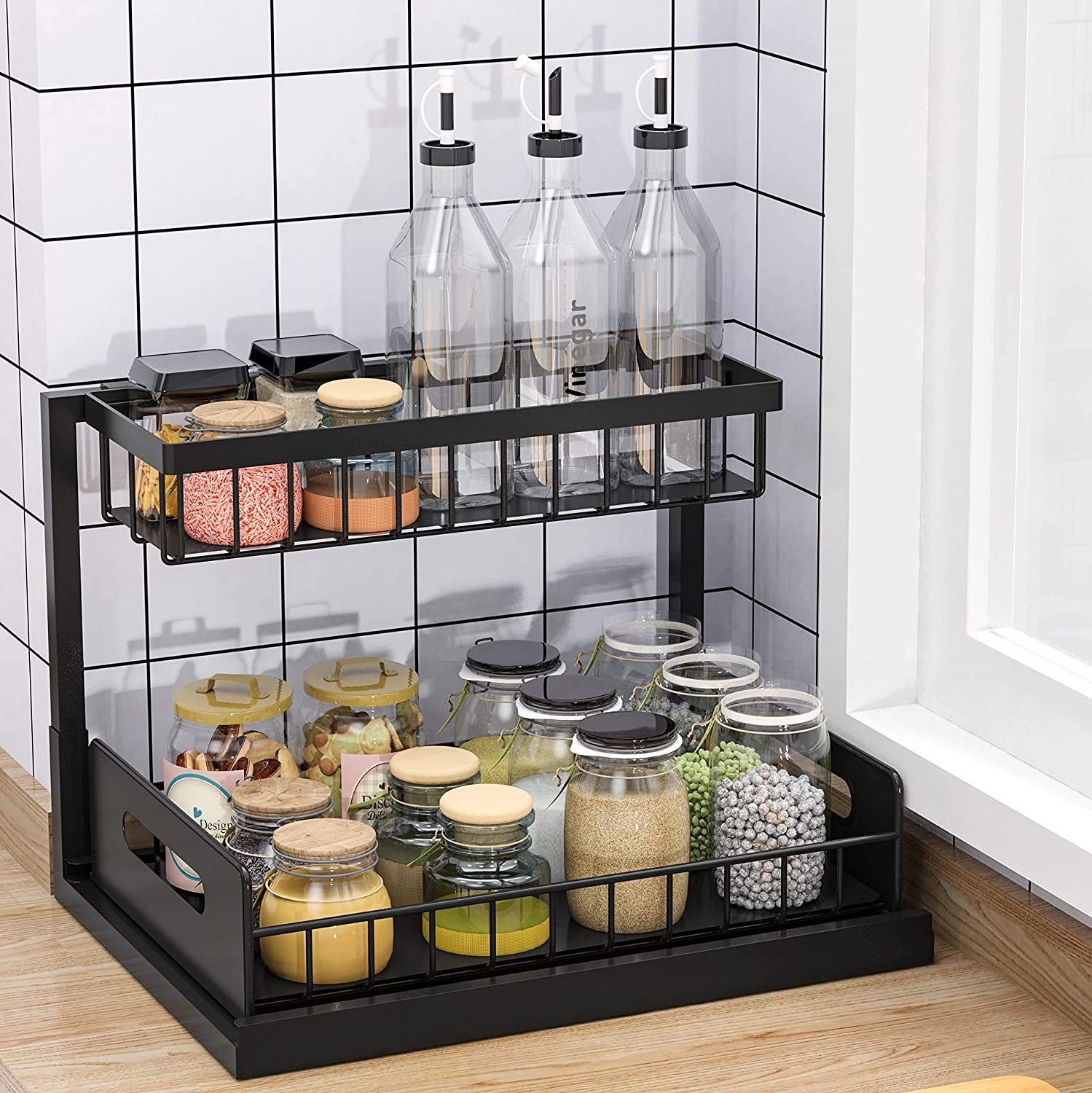 Multi-purpose Under Sink Shelf  Bathroom Organizer Under Sink with Sliding Storage Drawer