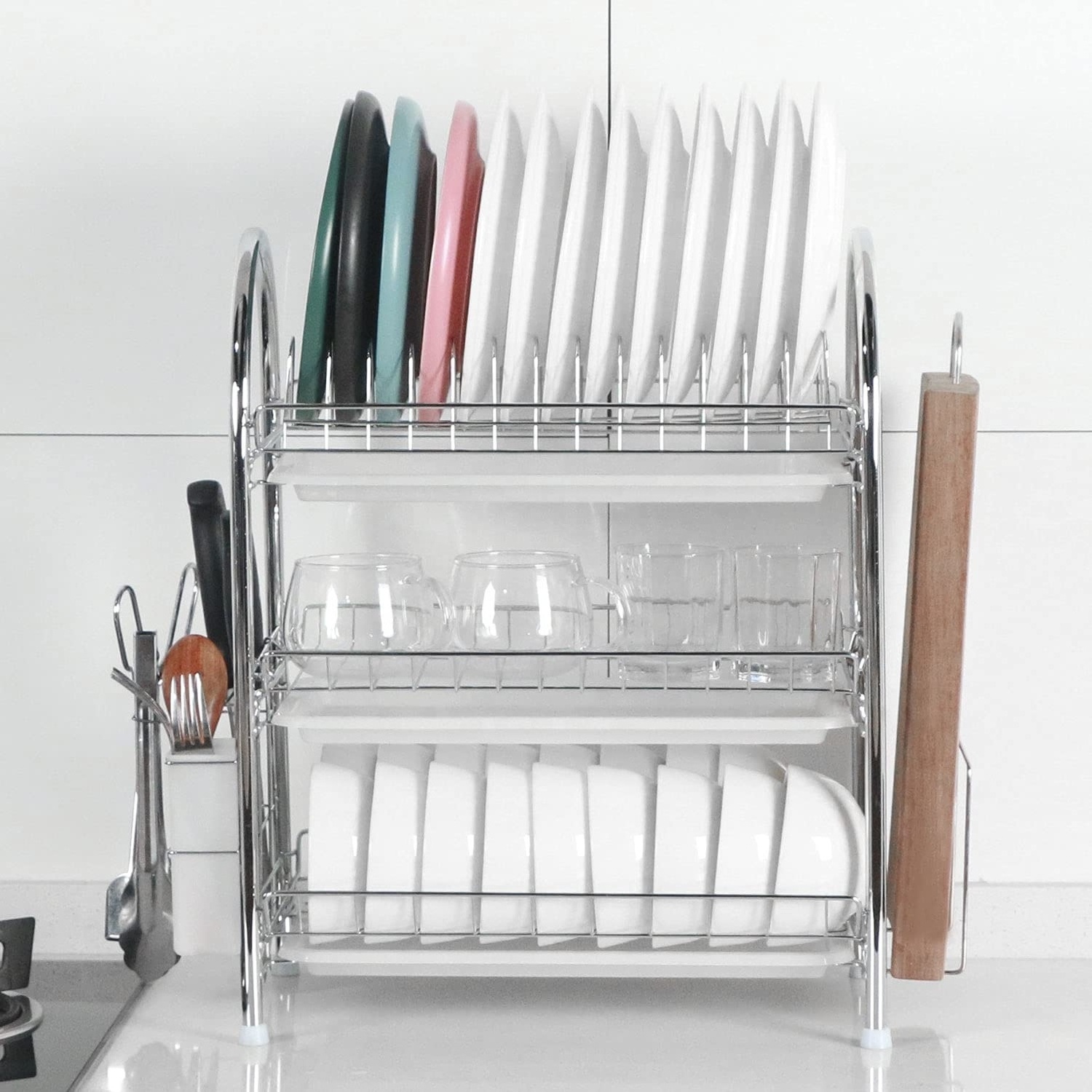 quality stainless steel and drip tray design kitchen storage holder dish drainer rack