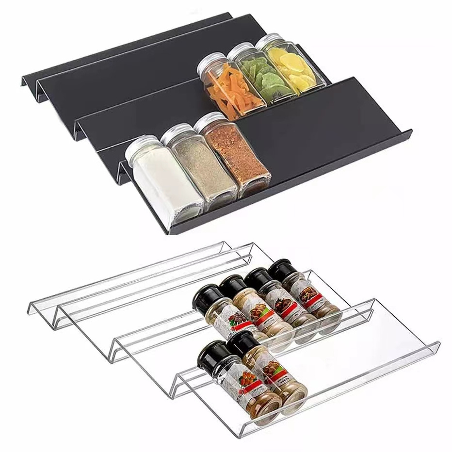 Custom Adjustable Aluminum Spice Rack Metal Rack 4 Tier Spice Rack Organizer in Drawer