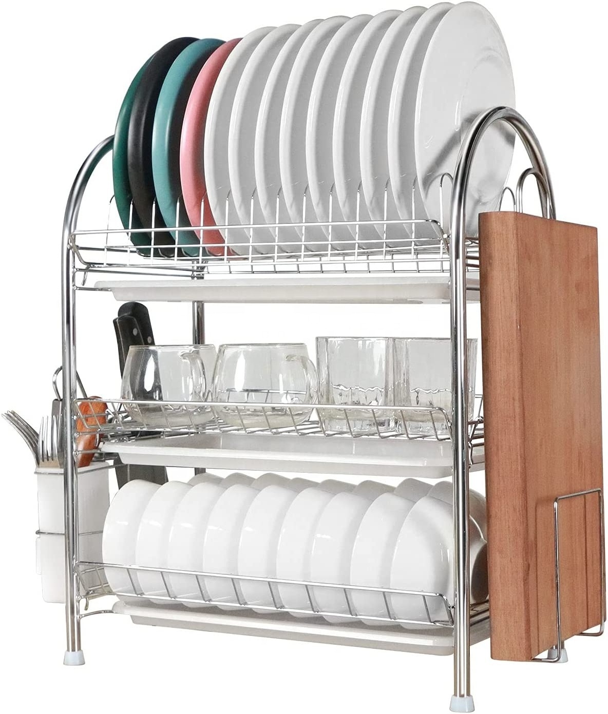 quality stainless steel and drip tray design kitchen storage holder dish drainer rack