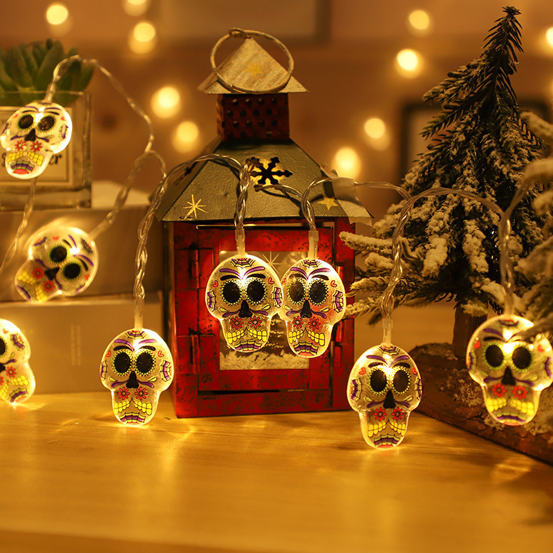 New Halloween led skull battery light string bat Easter pumpkin pendant home indoor atmosphere decorative lights