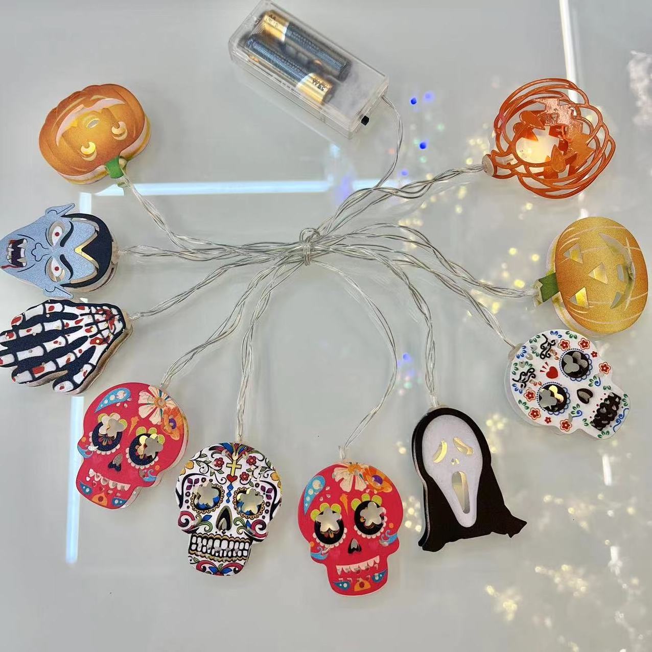 New Halloween led skull battery light string Grimace Easter pumpkin primary color home festive atmosphere decorative lights