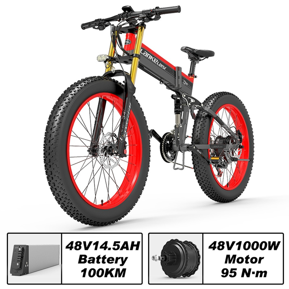 EU US Stock Lankeleisi XT750plus 1000w Electric Bicycle 48v 17.5ah 26 Inch Folding Fat Tire Electric Bike 27 Speed Mountain Bike