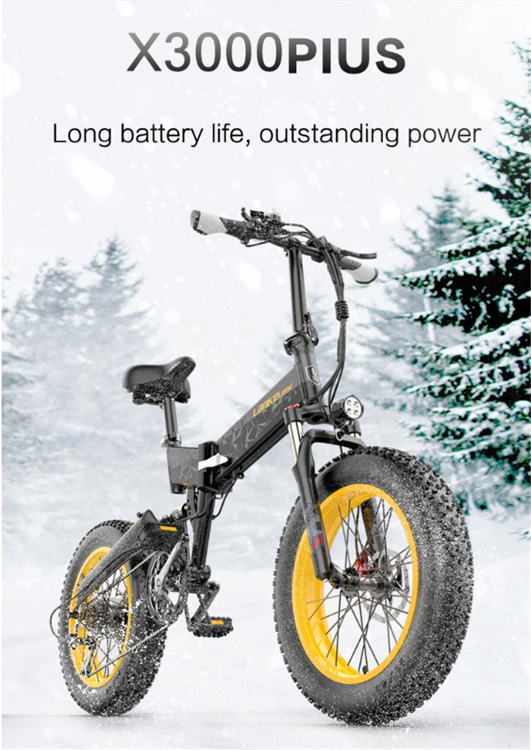 EU UK LANKELEISI X3000plus 1000w Electric Bicycle Snow Bike 48v 17.5ah Battery Ebike 20 Inch Fat Tire Electric Folding Bike