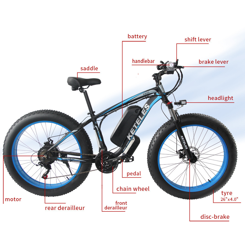 Factory Direct sale KETELES K800 23AH lithium  Battery  Fat Tire eBike 2000W dual motor 48V Aluminum Frame 26 electric bike