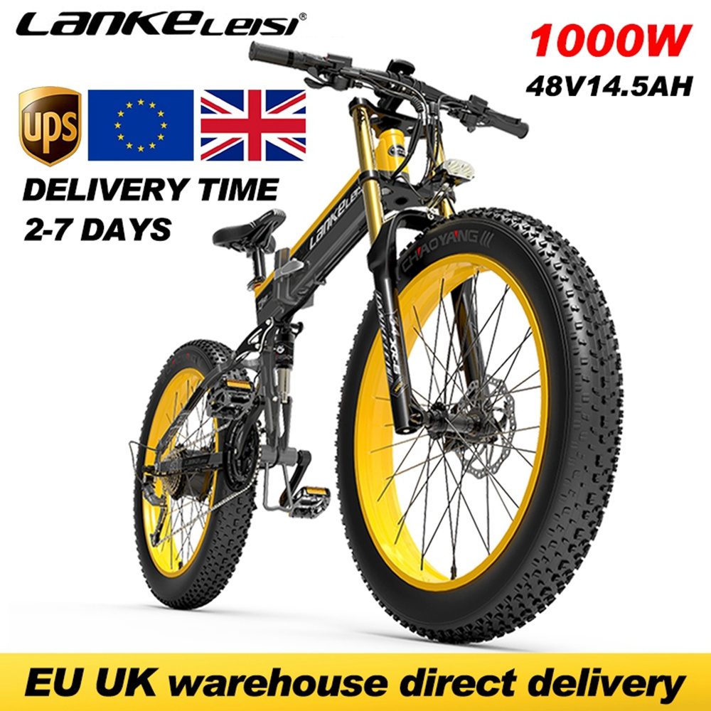 EU US Stock Lankeleisi XT750plus 1000w Electric Bicycle 48v 17.5ah 26 Inch Folding Fat Tire Electric Bike 27 Speed Mountain Bike