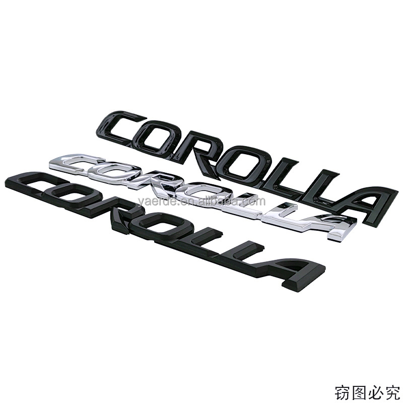 Corolla Car Stickers Custom Logo ABS Plastic Auto Accessories Car Letter Badge Emblem For Toyota