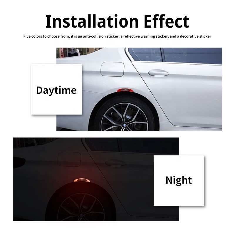 Night Reflective Warning Stickers Carbon Fiber Strips Universal Car Wheel Eyebrow Reflective Stickers