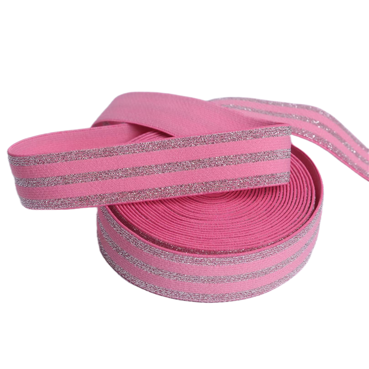 HFT Factory Supply Glitter Elastic Band Woven Soft Nylon Elastic Waistband Custom Jacquard Elastic Band for Woman Underwear